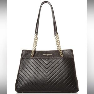 Karl Lagerfeld Paris Charlotte Black & Gold Leather Tote